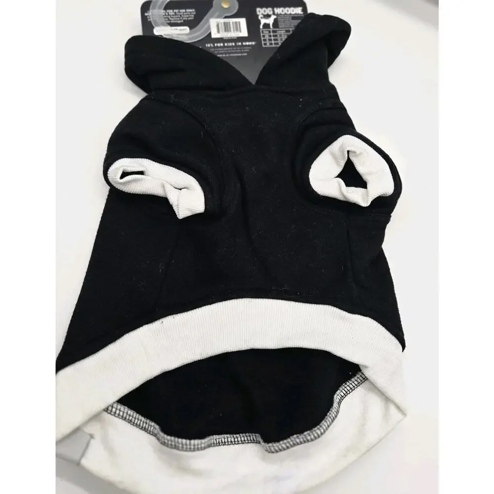 LIFE IS GOOD Dog Hoodie Skulls SMALL Black White Fleece GOTHCORE PUNK NEW!